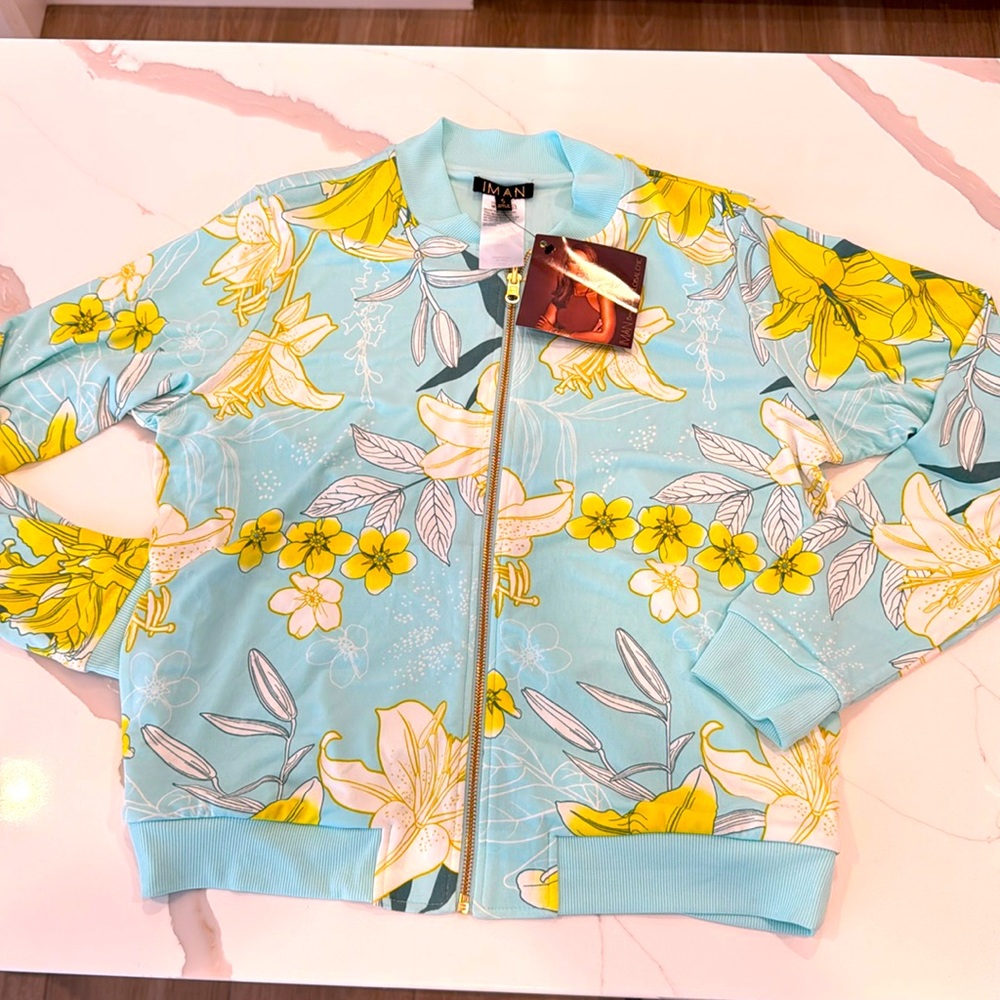 IMAN Jacket  Chic Reversible Stretch Knit Bomber...
NWT S runs larger